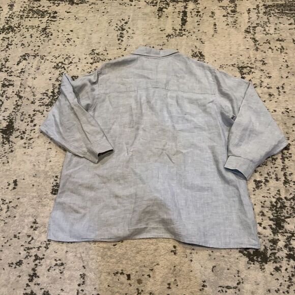 Sigrid Olsen 100% Linen Button Down Striped Shirt Size‎ 1X SO Blue - Picture 9 of 11